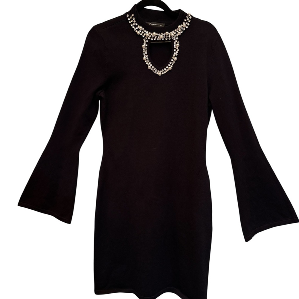 INC International Concepts Black Bell Sleeve Sheath Dress